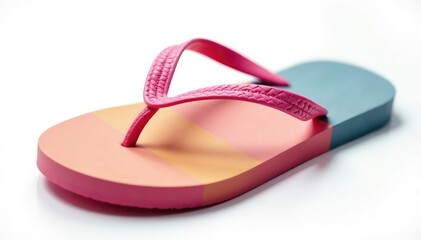 Fototapeta premium Close-up of a single flip-flop isolated on white background , accessories, colorful