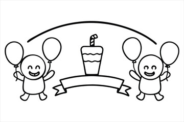 cute cartoon hands raising colorful drinks coloring page