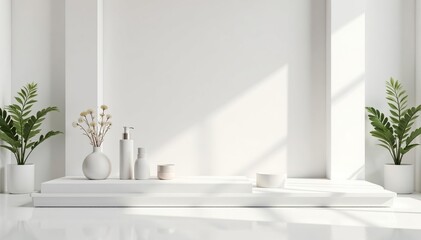 Clean minimalist white background, elegant product display, isolated, still life