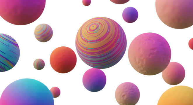 Abstract Colorful Spheres Background Digital Art Modern Design Gradient Texture Vibrant Pink Purple Orange    