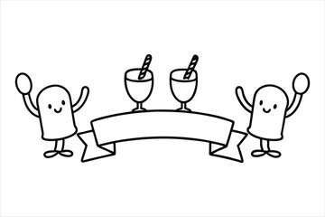 cute cartoon hands raising colorful drinks coloring page