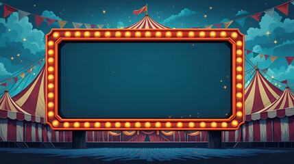 Circus banner with retro billboard. Poster for festival. Vector illustration.