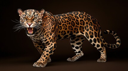 Fototapeta premium Magnificent Jaguar: A Majestic Portrait of a Roaring Big Cat