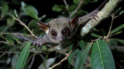 Obraz premium Bushbaby Stare: Nocturnal Primate in African Forest