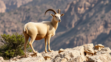 Obraz premium Barbary sheep standing on rocks