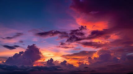 Deep Vibrant Sunset Sky with Transitioning Hues in Evening Light