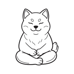 Meditating Shiba Inu Outline vector art illustration