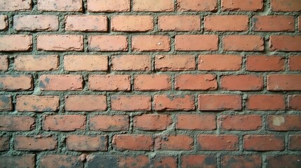 A Detailed View of a Newly Constructed Brick Wall Featuring Textured, Earth-Toned Bricks and Grey Mortar