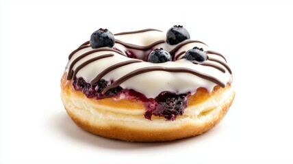 Blueberry Jelly Donut with White Glaze and Chocolate Drizzle donut doughnut blueberry jelly dessert