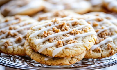 Sweet Crumble Cookies Iced With Creamy Glaze