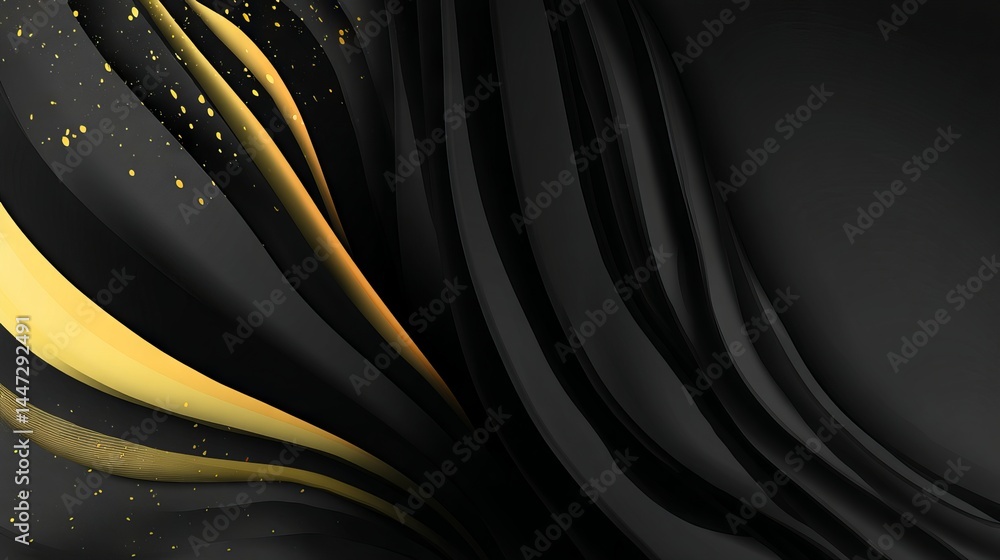 Poster luxurious abstract black line background featuring sleek flowing stripes and subtle depth — elegant 