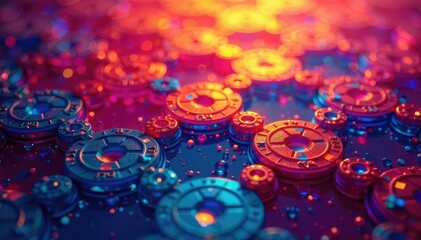 Intricate tessellated hexagons in vibrant hues , geometric pattern, vibrant colors