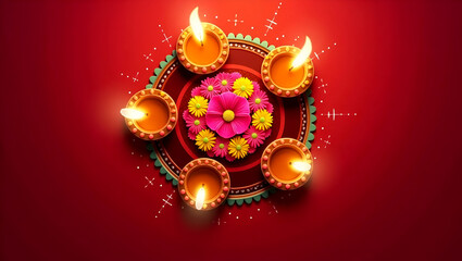 Diwali Oil Lamps with Soft Glowing Lights