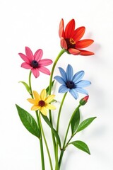 Naklejka premium Small colorful flowers isolated on white background, colors, background