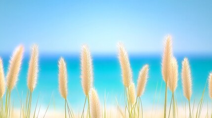 Obraz premium Beach Grasses with Soft Focus on Ocean Background