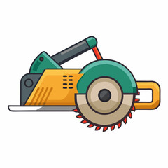 Power saw illustration in colorful vector style on a white background  