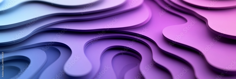 Aufkleber dynamic flow a 3d render of abstract layered purple and violet paper folds, fluid art design