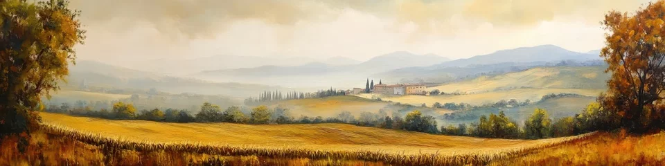 Selbstklebende Fototapeten Italy Landscape. Summer Harvest in the Hills of Tuscany © Vlad