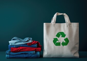 Sustainable Shopping Tote Bag With Recycled Clothes