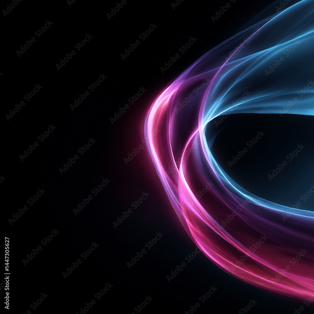Poster fluid blend of vibrant neon hues on a sleek black canvas creating elegant forms