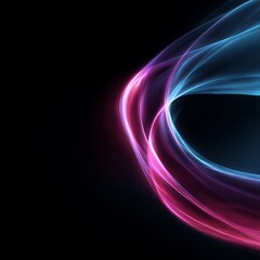 Fluid blend of vibrant neon hues on a sleek black canvas creating elegant forms