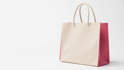 Small canvas shopping bag, isolated on white background , retail, photography, close-up