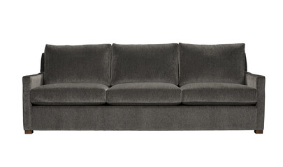 Stylish three seater sofa in gray fabric isolated on white background + clipping path. Furniture Collection. Please see some similar pictures from my portfolio.