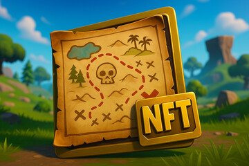 Treasure map leading to hidden cryptic island marked NFT