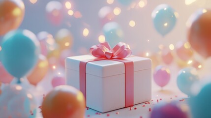 Festive gift surrounded by balloons (4)