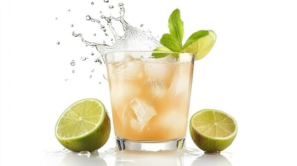 Refreshing Iced Lime Drink With Mint Garnish