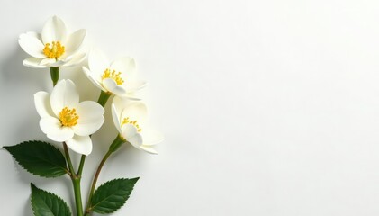 Elegant white floral arrangement on pure white backdrop, bloom, pure, pure white