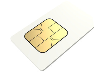 Transparent Background PNG CAD rendering realistic render of a Generic White SIM Card for Cellular Network Connectivity Standard Sized Subscriber Identity Module Card for Mobile Phones