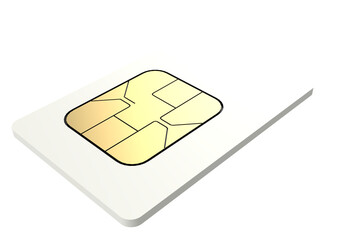 Transparent Background PNG CAD rendering realistic render of a Generic White SIM Card for Cellular Network Connectivity Standard Sized Subscriber Identity Module Card for Mobile Phones