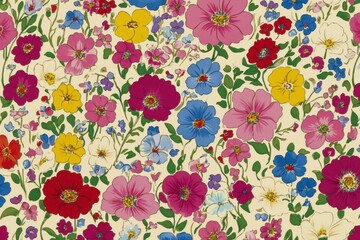 Vibrant floral print fabric design