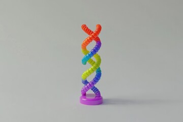 Rainbow Colored Spiral DNA Model on Purple Base