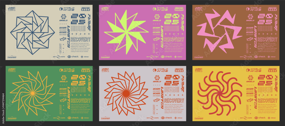 Leinwandbilder minimal abstract posters set. swiss design composition with geometric shapes. modern pattern. optica