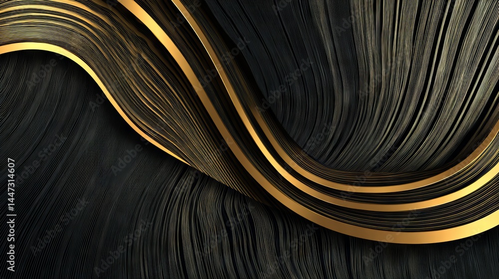 Aufkleber luxurious abstract black line background featuring sleek flowing stripes and subtle depth — elegant 