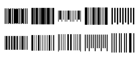 Collection of various barcode examples showing different widths and patterns of black and white bars
