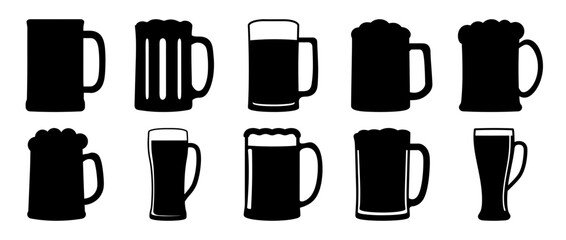 Collection of Beer Mug and Glass Silhouettes Various Styles and Shapes