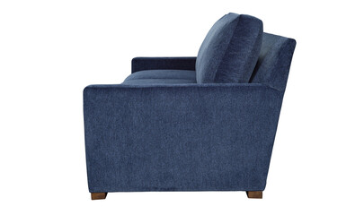 Modern blue sofa side view isolated on white background interior design + clipping path. Furniture Collection. Please see some similar pictures from my portfolio.
