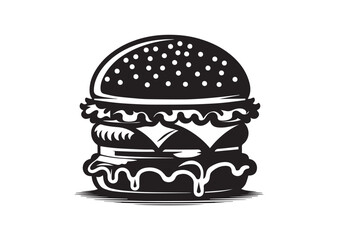Hamburger silhouette Vector isolated on white background