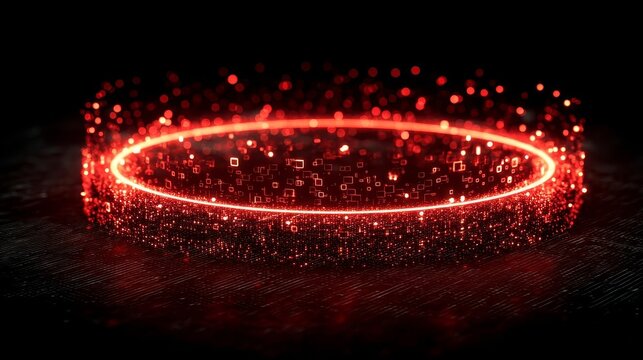 Glowing red circle with sparkling effects. Agentic AI