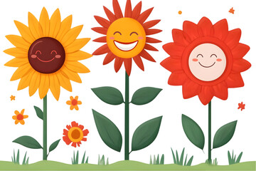 Smiling Sunflower Illustration Transparent Background