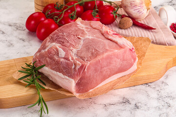 Raw pork meat piece for cooking