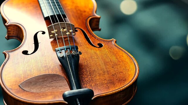 Close-up of a wooden violin.