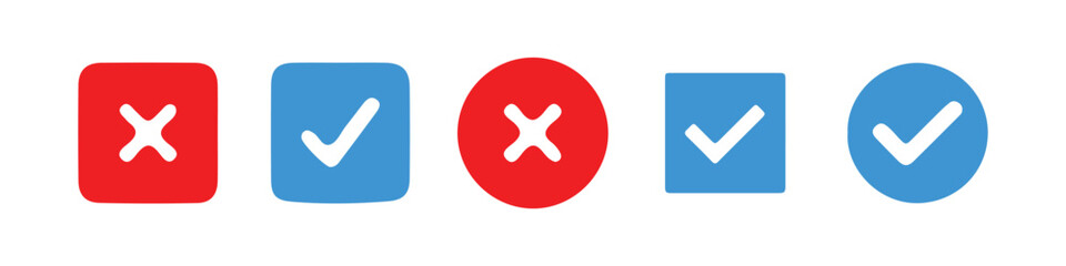 Obraz premium Check box icon with right and wrong buttons and yes or no checkmark icons. Vector Illustration Eps 10