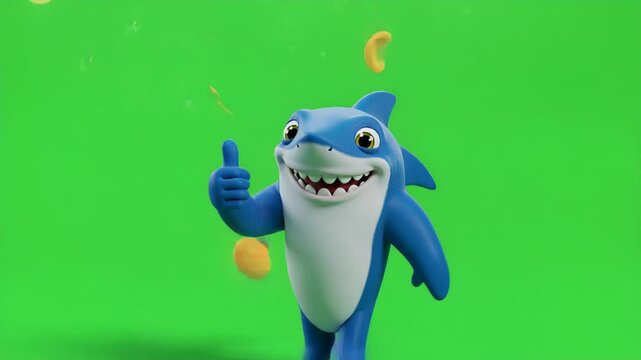 Cheerful cartoon shark image for childrens educational materials