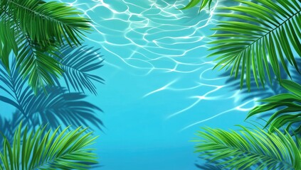 Tropical Pool, Lush Palm Leaves