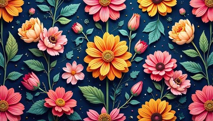 Intricate floral design, repeating seamlessly , ornament, motif