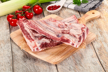 Raw pork ribs for cooking